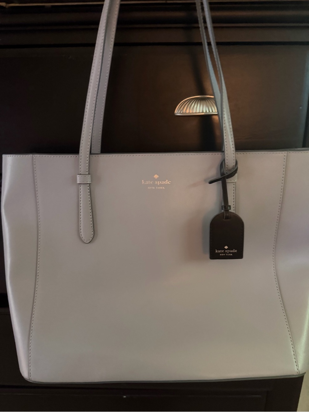 kate spade Light Gray Smooth Leather Tote